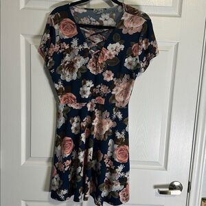 J for Justify Navy and Pink Floral Mini Dress